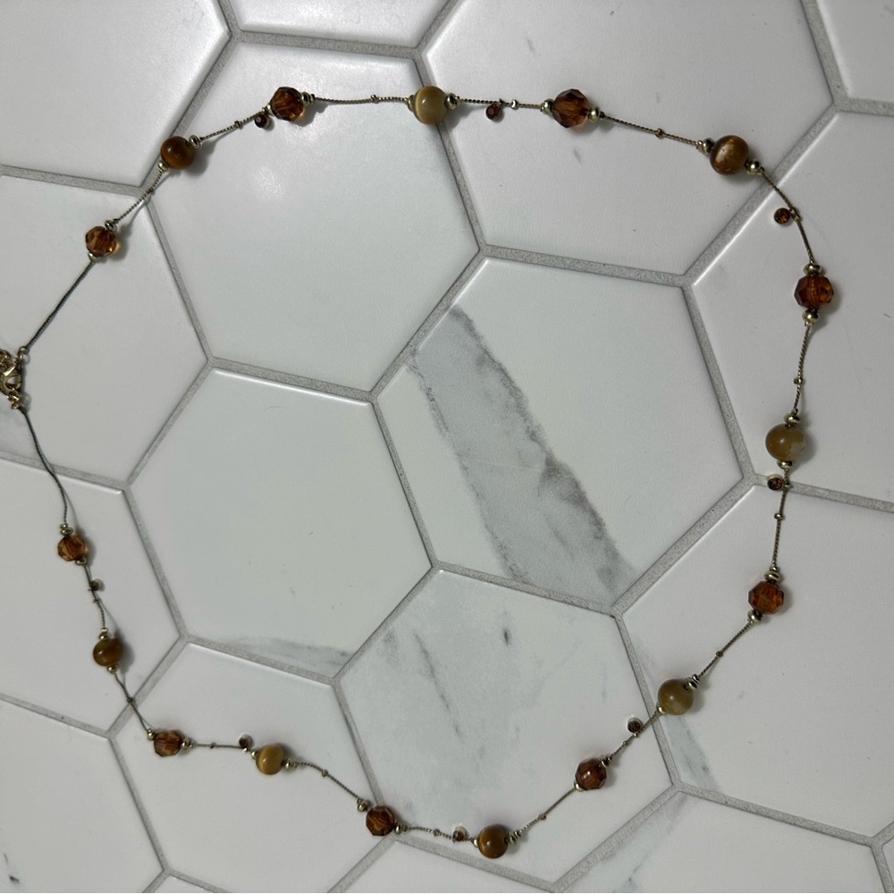 💥 3 for $10 💜 Fashion Necklace 30” Amber & Brown Accents